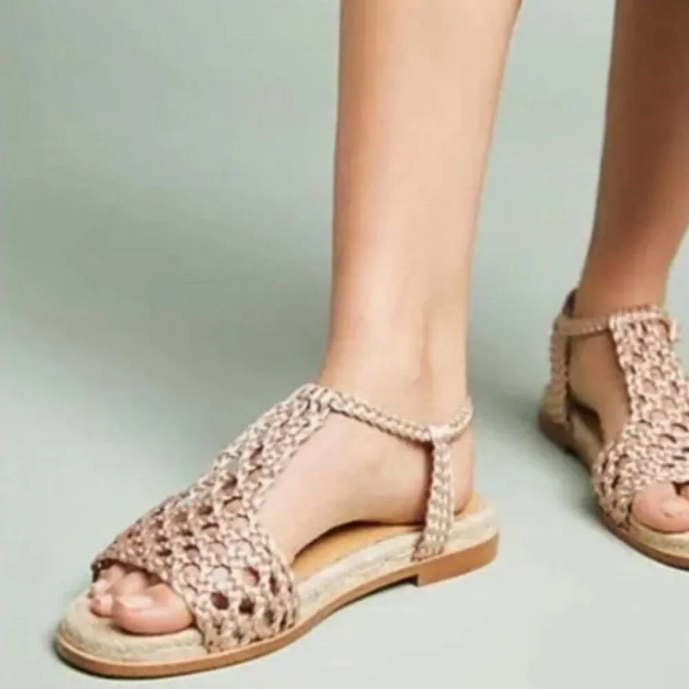 Anthropologie BiBi Lou Coventry Silk Espadrille Boho Sandals Size EU 40 US 9.5